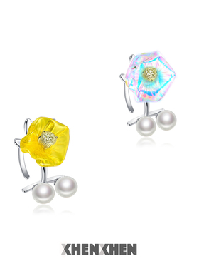 XHENXHEN雏菊系列花朵时髦珍珠耳扣耳骨夹耳夹男女pvc无耳洞耳饰