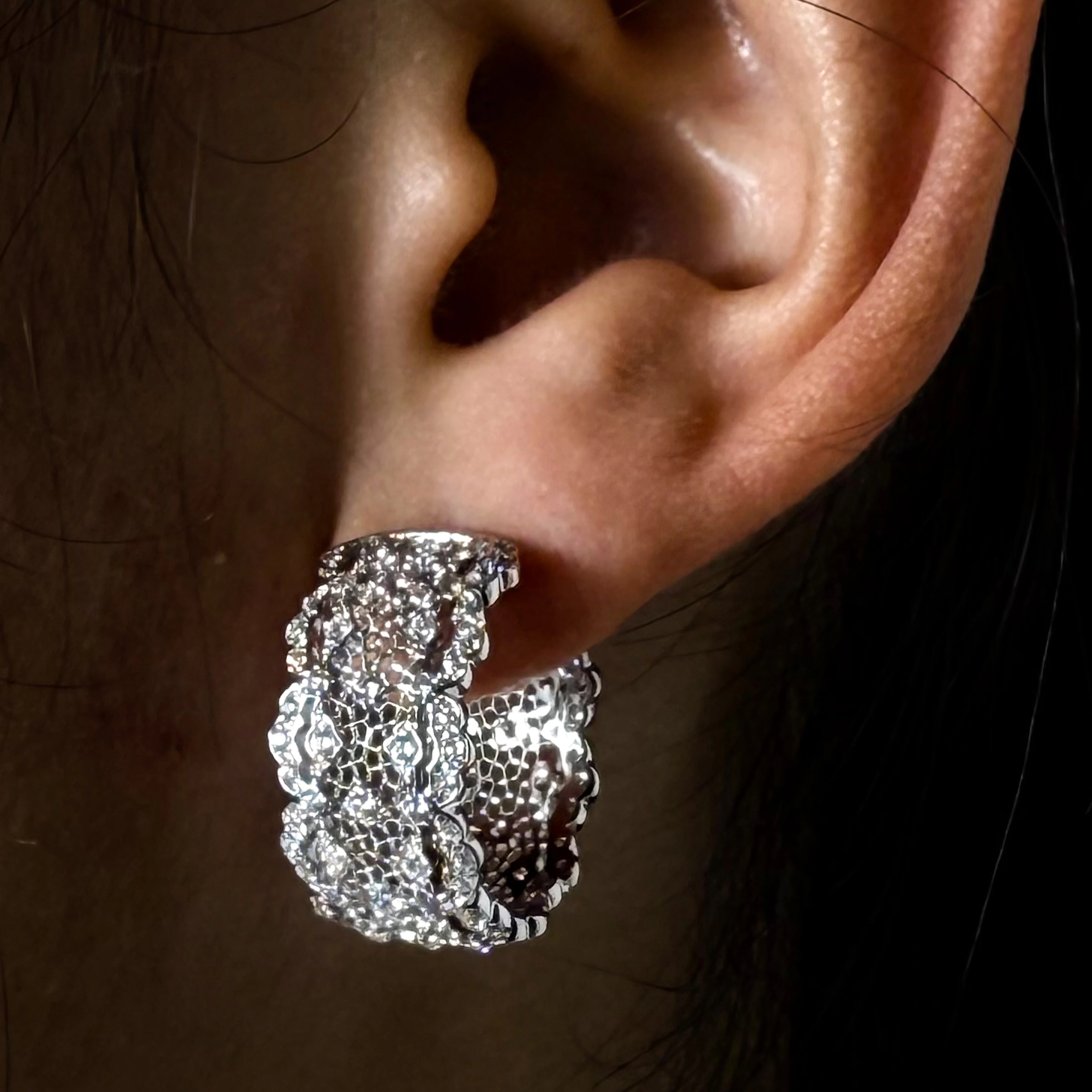 LACE蕾丝宽耳环细耳环