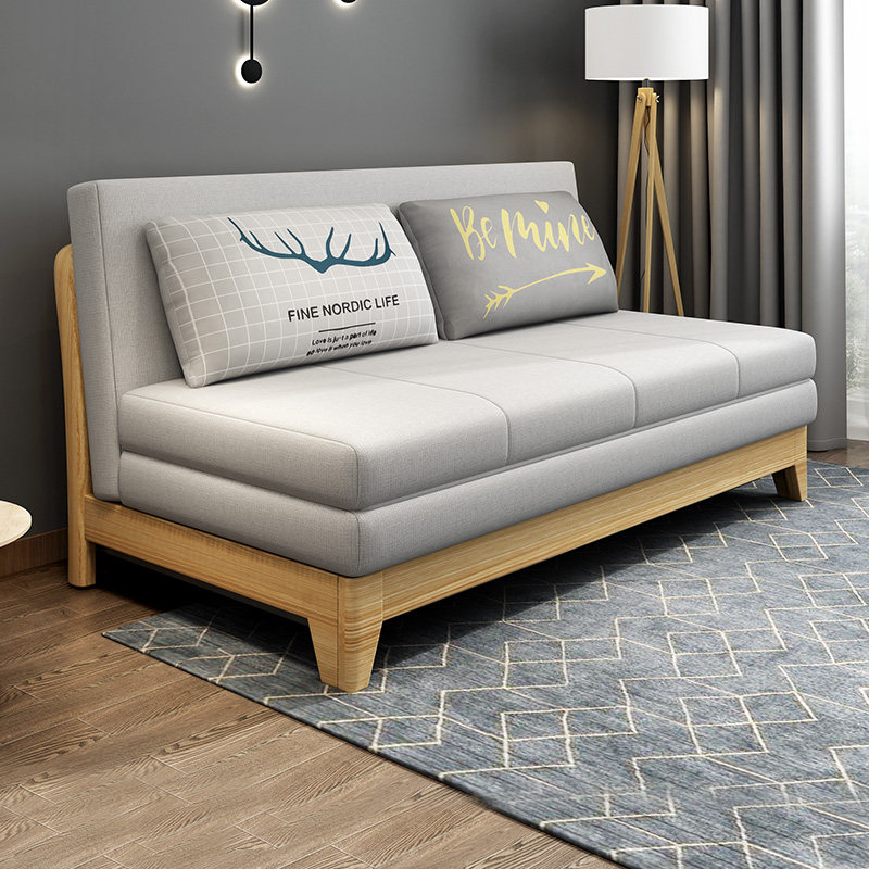 沙发床两用卧室可折叠多功能阳台坐卧伸缩床小户型客厅实木沙发床