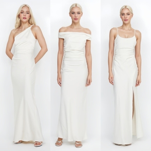 白色缎面伴娘服礼服绝美显瘦平时可穿高级小众伴娘裙姐妹服伴娘团