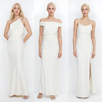 白色缎面伴娘服礼服绝美显瘦平时可穿高级小众伴娘裙姐妹服伴娘团