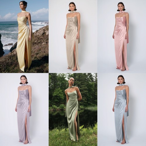 法式绝美新款缎面成人礼毕业典礼轻礼服大码胖mm姐妹团伴娘服礼裙