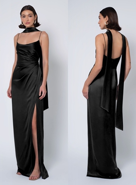 绝美气质缎面伴娘服姐妹团礼服小众高级感伴娘裙大码