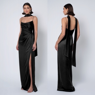 绝美气质缎面伴娘服姐妹团礼服小众高级感伴娘裙大码