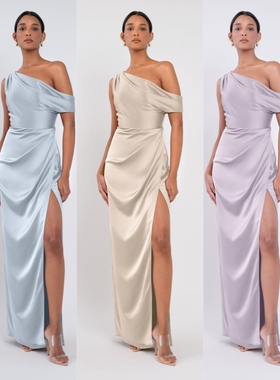 绝美姐妹团高级感缎面伴娘服礼服高级小众显瘦大码胖mm气质