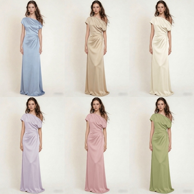 绝美显瘦缎面姐妹团伴娘服大码胖mm高级小众简单大方毕业礼服裙