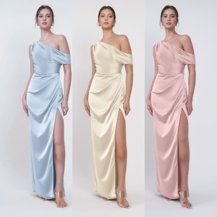 绝美姐妹服伴娘团缎面伴娘服礼服裙高级小众显瘦大码胖mm气质