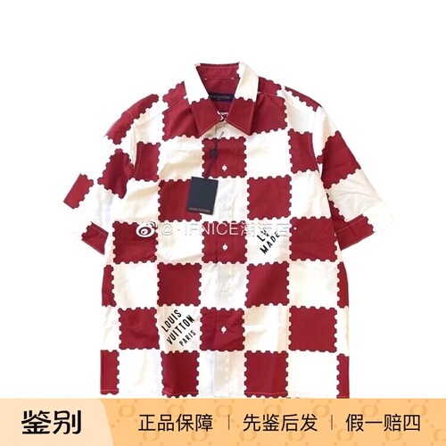 Louis Vuitton x Nigo LV 红白 棋盘格 短袖 衬衫 1A9GS5