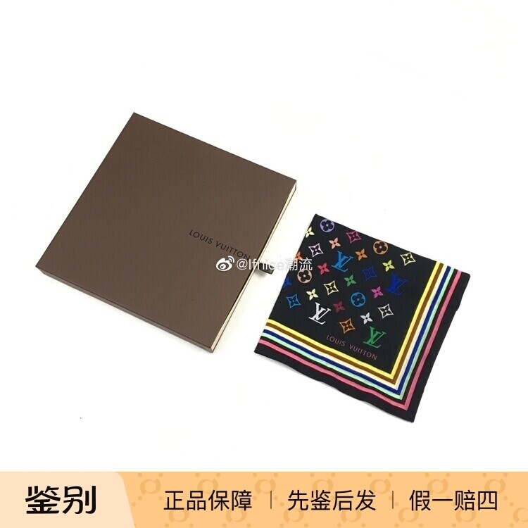 【现货】黑色彩满logo方巾丝巾图片