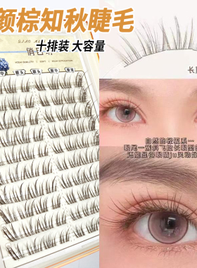 棕知秋假睫毛自然仿真狐系眼尾拉长新手上镜款眼睫毛超细梗