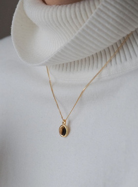 虎眼石铜镀真金女美拉德项链