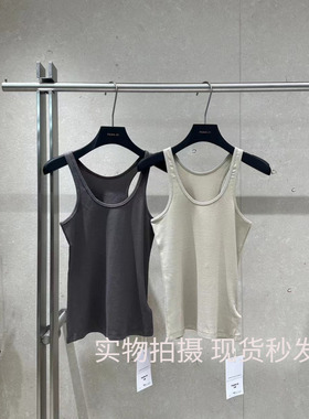 YUAN XI元熙905极简北欧风新款TOT低圆领白色吊带背心女内搭修身