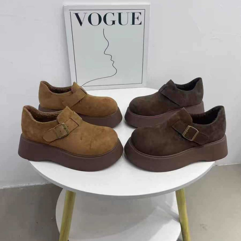 真皮厚底加绒勃肯鞋女2026新款小个子增高一脚蹬松糕底保暖乐福鞋,女鞋,勃肯鞋/软木鞋,淘宝优惠券,粉丝福利购,淘宝优惠卷