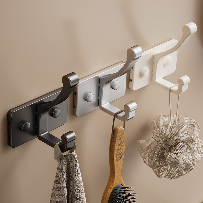 免打孔挂钩粘胶墙壁挂衣服卫生间厨房单钩浴挂室门后太空铝挂衣钩