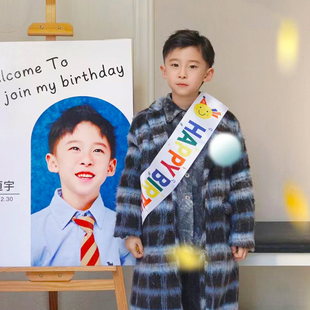 ins网红生日男女孩儿童肩带小寿星礼仪绶带派对装饰拍照道具定制