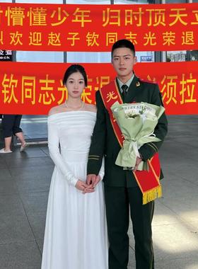 退伍横幅欢迎回家接机仪式感布置军人老兵光荣退役定制手拉条幅