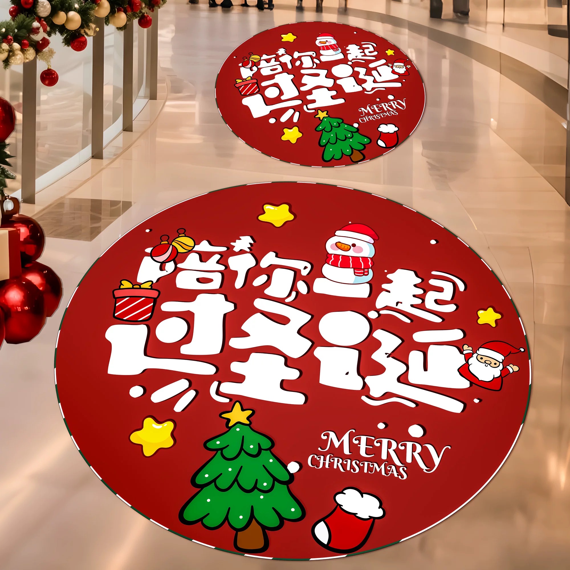 圣诞节装饰雪人圣诞氛围地面贴纸