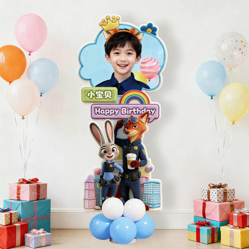 疯狂动物城生日派对迎宾牌KT板