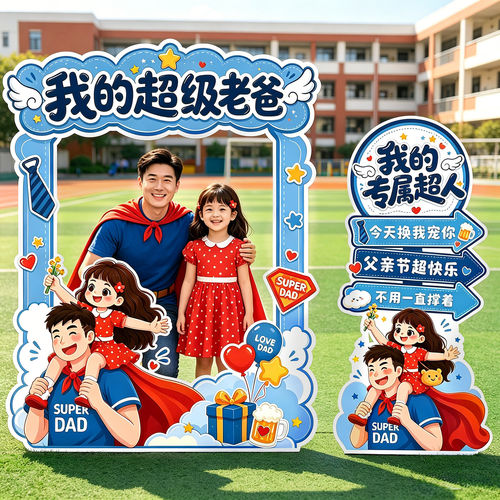 父亲节氛围感布置学校打卡拍照框