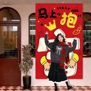 2026马年新年场景氛围布置装 饰拍照背景条幅发财挂布商场氛围道具