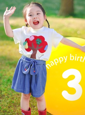 儿童生日布置黄色气球女孩童2三周岁装饰场景拍照道工具红蓝数字