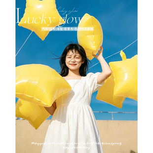 春游拍照道具出片五角星星气球马克龙手持氛围感户外公园拍摄写真