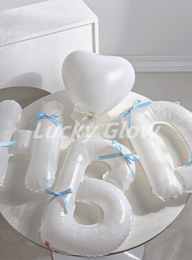 ins芭蕾风蝴蝶结HBD铝膜气球儿童女生日派对布置氛围感拍照道具