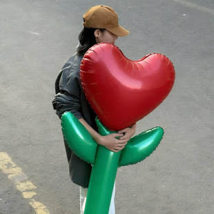 订婚领证拍照道具求婚红色爱心花型气球装饰520情人节礼物浪漫