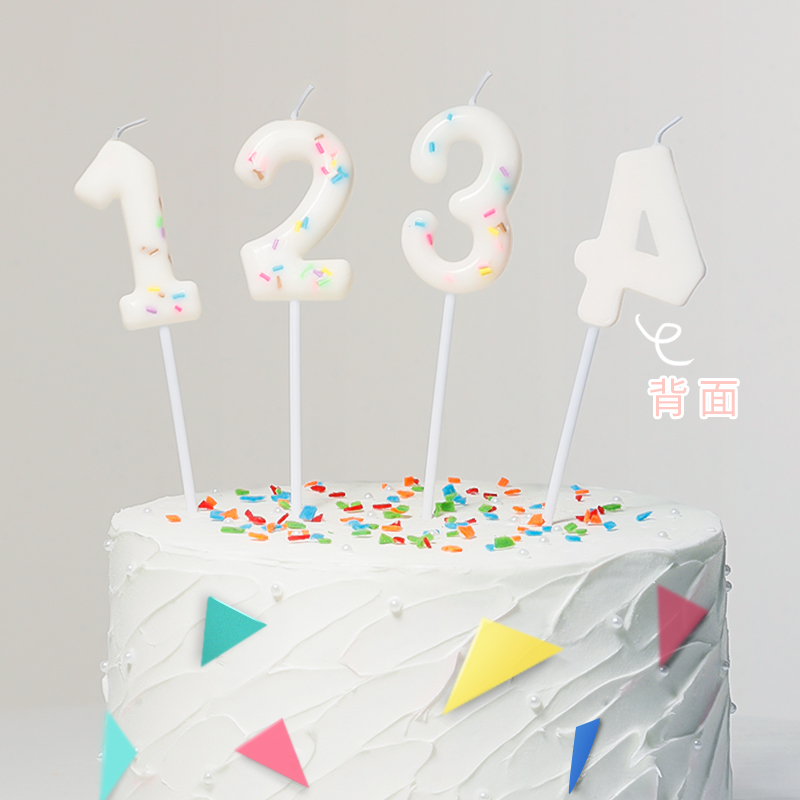 彩虹糖果色数字生日蜡烛蛋糕装饰