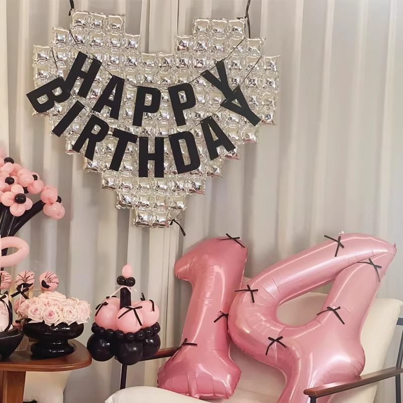 生日装饰场景布置爱心形铝膜气球