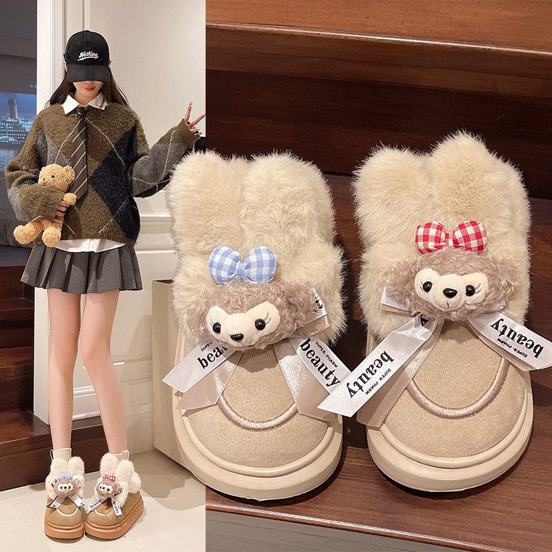 ins可爱卡通雪地靴女冬季2025新款加厚加绒保暖鞋雪莉玫棉鞋外穿,女鞋,时尚雪地靴,淘宝优惠券,粉丝福利购,淘宝优惠卷