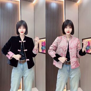 2025春秋新款 两面穿短外套女宽松洋气显瘦夹克上衣 网红国风新中式