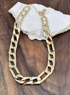 欧美风夸张个性金属链条项链女ins小众设计感锁骨链颈链配饰