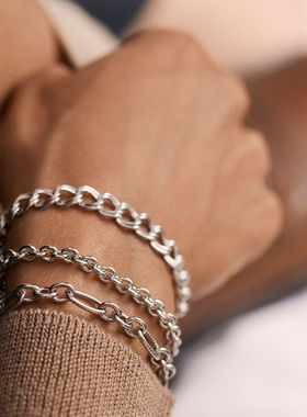 欧美外贸手链女麻花编织男链条简约嘻哈朋克风高级冷淡风ins潮