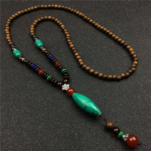 复古毛衣链木珠长款项链衣服配饰影视男女百搭毛衣链民族风挂件 - 封面