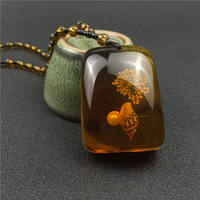 Personalized and fashionable amber imitation pendant necklace, elegant couple, versatile sweater chain, simple and trendy pendant for Internet celebrities thumbnail 2