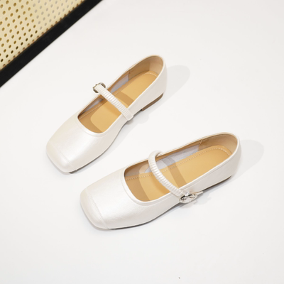 879大码40-45玛丽珍鞋女2025夏季新款百搭浅口圆头真皮低跟单鞋