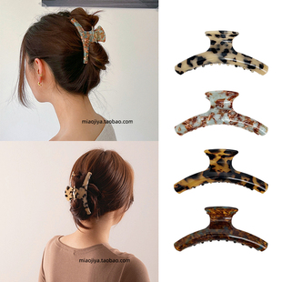 韩国FRANCE大号豹纹盘发抓夹 法式复古马尾夹鲨鱼夹 小弧度刚刚好