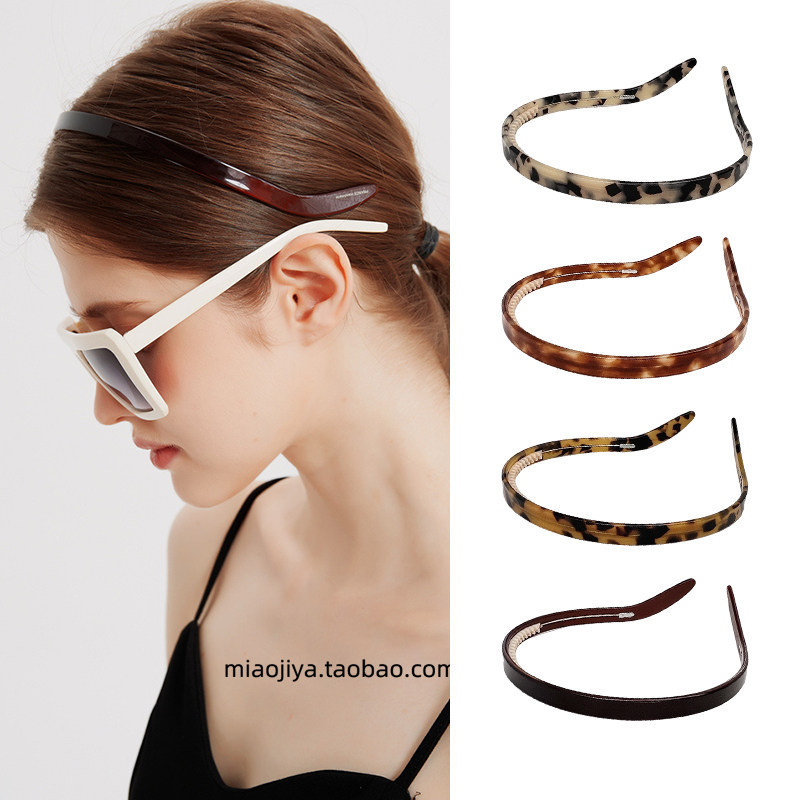 韩国FRANCE金标头箍压发卡 法式复古豹纹玳瑁色适合戴眼镜的发箍