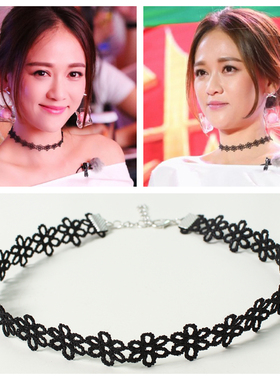 choker陈乔恩黑色脖子蕾丝项圈