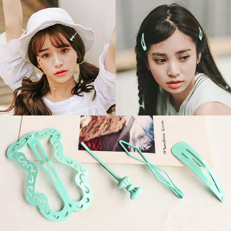 我有一只薄荷绿色发夹边夹一字夹发饰头饰韩版小清新顶夹发卡饰品