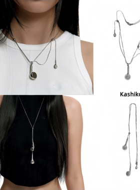 Slide Earphone Necklace复古金属耳机项链韩版装饰链毛衣链长款