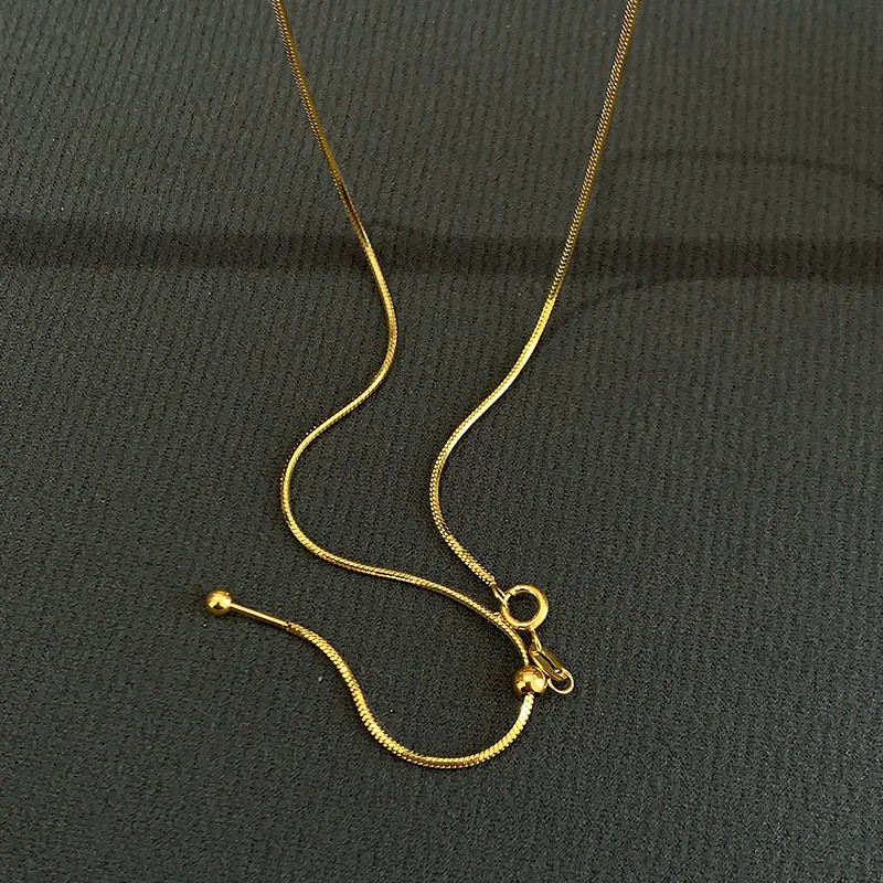 金色蛇骨链项链素链粗毛衣链锁骨链女可穿玉坠的裸链子链条无吊坠