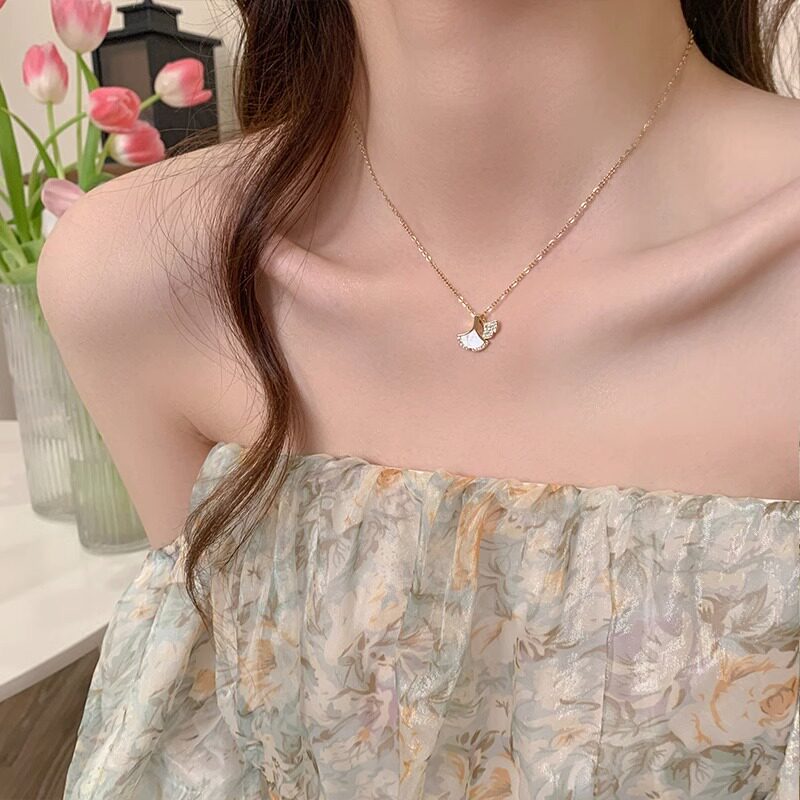 925纯银银杏叶项链女轻奢小众