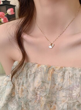 925纯银银杏叶项链女轻奢小众