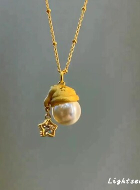 珍珠星星圣诞帽吊坠项链装饰精致高颜值毛衣链配饰圣诞节礼物女生