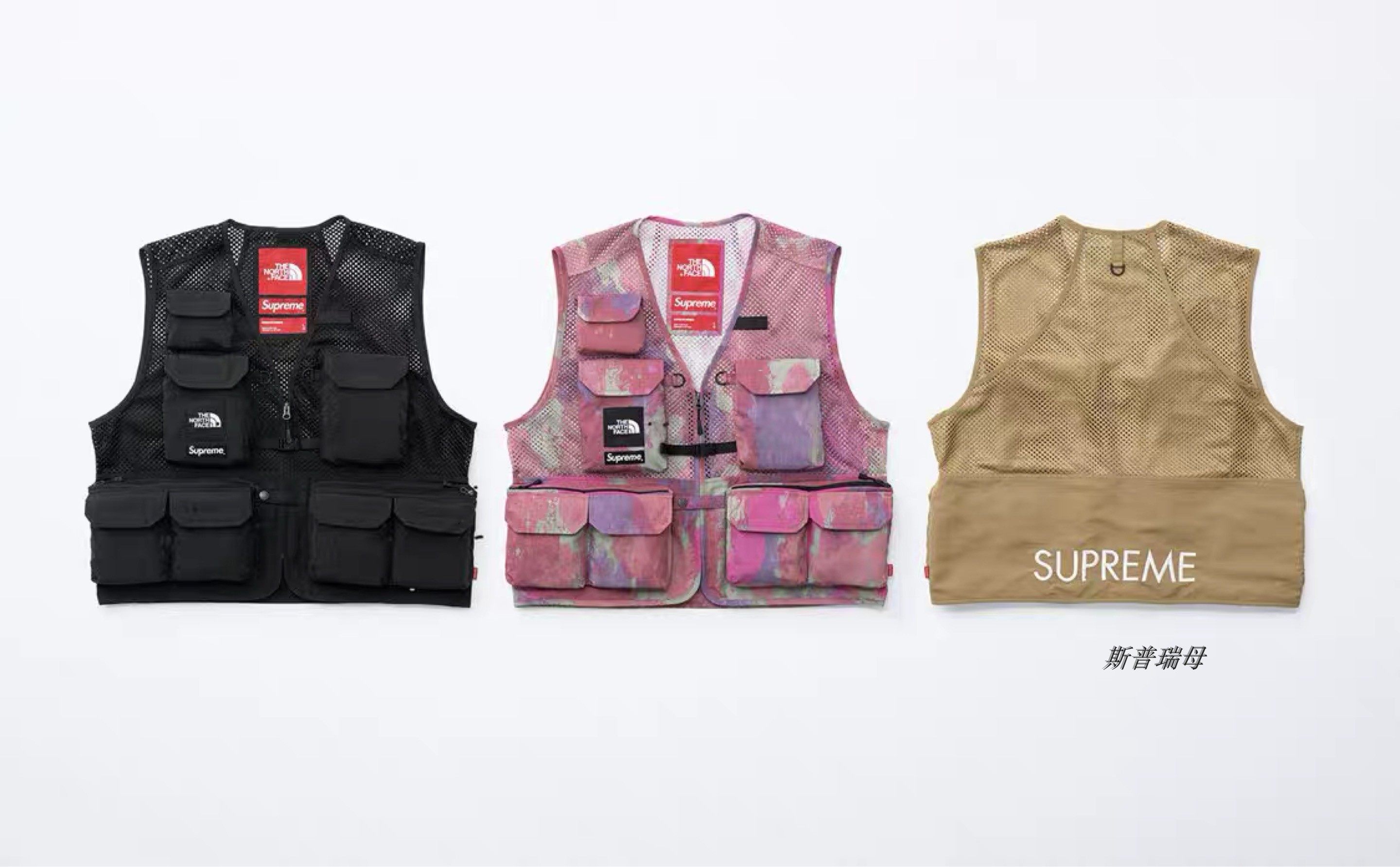 现货 supreme 20ss the north  facetnf cargo vest联名口袋马甲