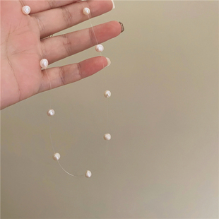 珍妮弗日记 法式复古高级感小众鱼线串天然珍珠锁骨链 超仙项链潮