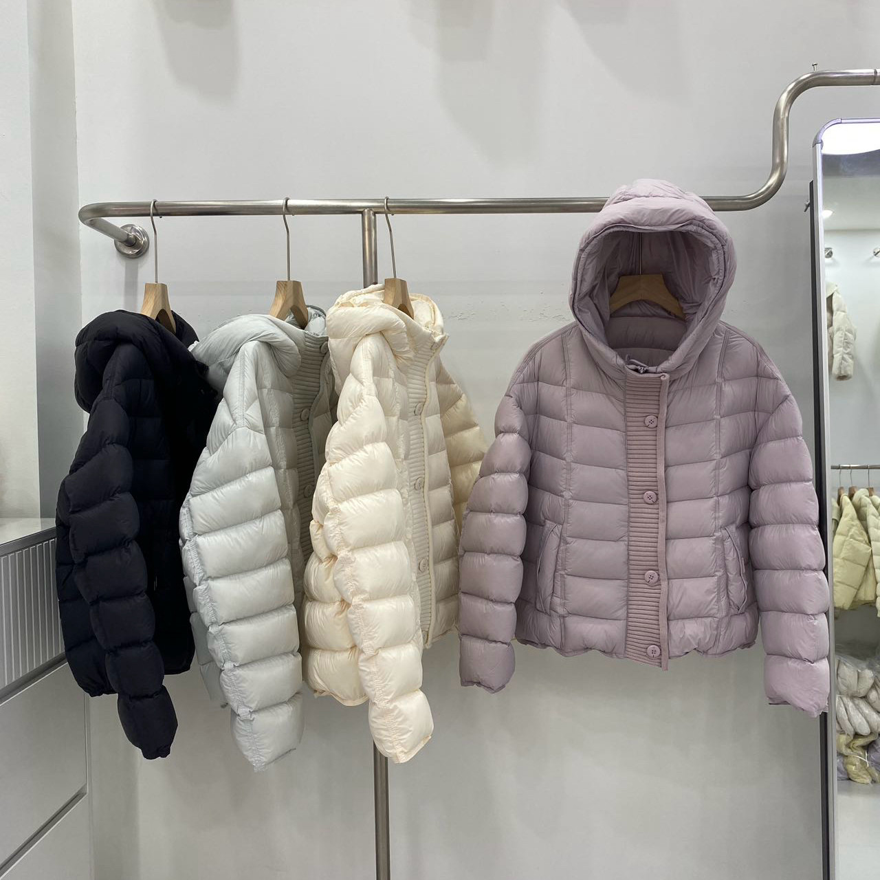 针织拼接大排骨连帽羽绒服女2026冬季新款超好看宽松90白鸭绒外套