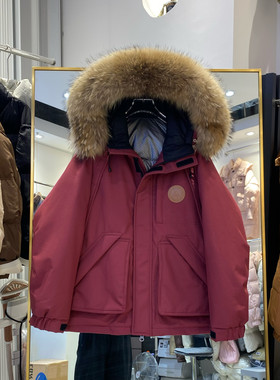 大真毛领工装情侣羽绒服男女同款